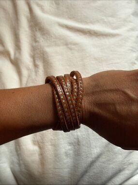 Roots Brown Studded Wrap Bracelet